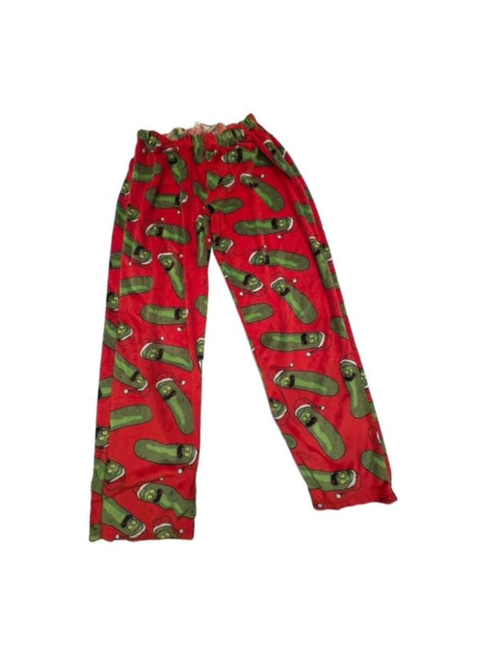Rick & Morty Christmas Pajama Bottoms -large-pickle W/Santa Hat Print-loungewear
